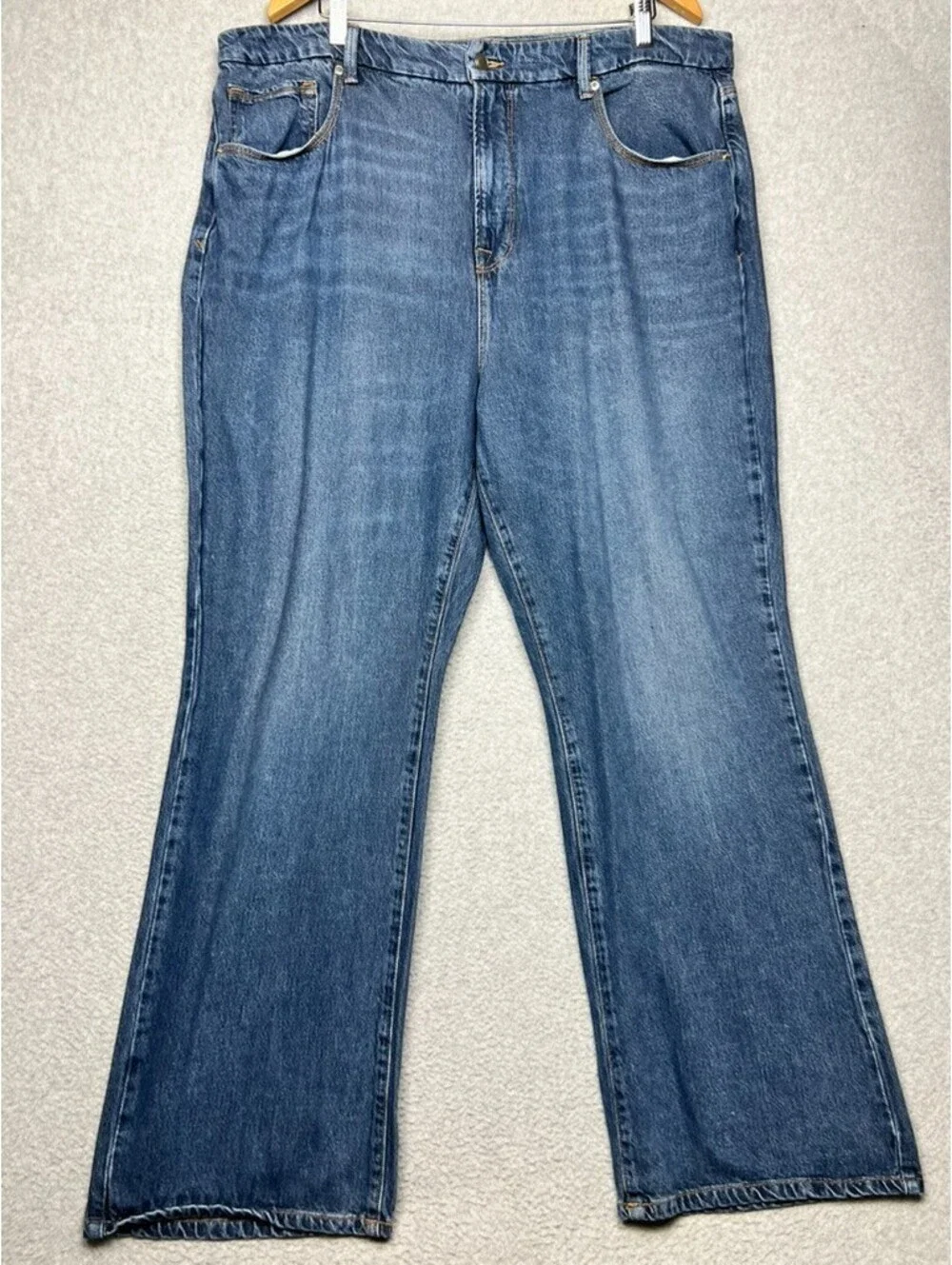 Good American Stretchy High Rise Distress Straight Leg Jeans 16 Curvy Comfort